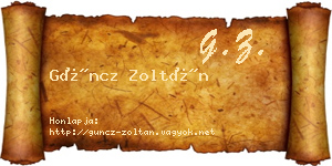 Güncz Zoltán névjegykártya